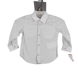 Kanz Sz 6 Mo Gray White Stripes Snap Front Collar Boys Cotton Shirt